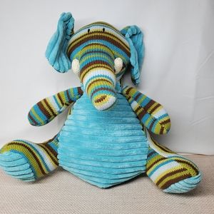 Pier 1 Imports Jala The Elephant Plush Stuffed Corduroy Crochet Blue Stripes